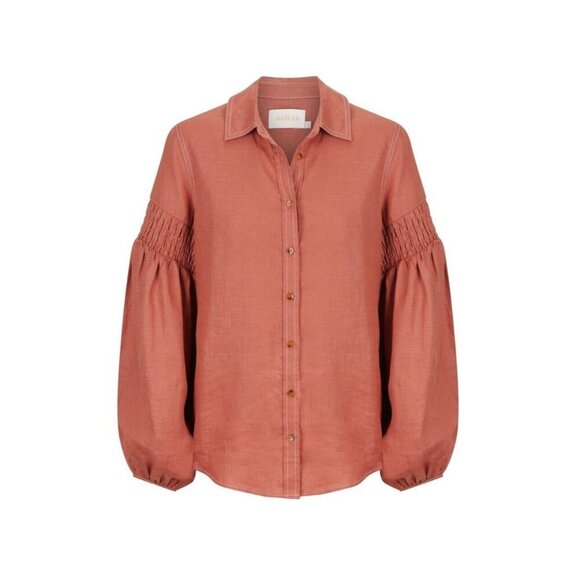 SANCIA Women THE LUCIE SHIRT linen Blouse Button Long Sleeve Reg L A000078 - Picture 2 of 12